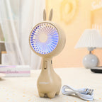 Portable Mini Hand Fan for Women USB Rechargeable Lightweight with Flexible Mounting and Cute Ear Design