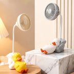 Ladies Table Fan USB Powered Cute Duck Design Quiet Operation Adjustable Tilt