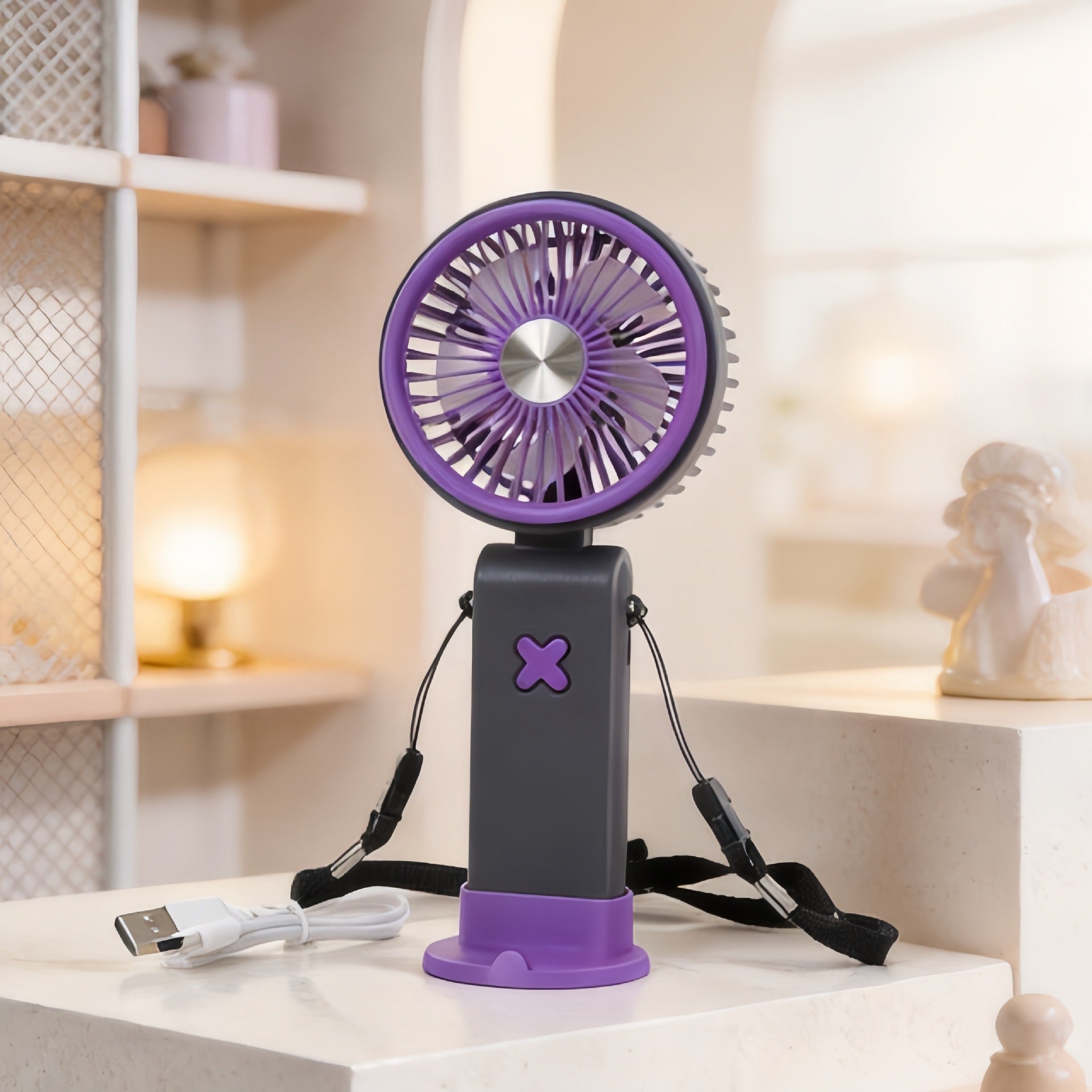 Portable Handheld Fan for Women with Flexible Design USB Rechargeable Compact Lightweight