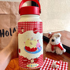 Ladies Insulated Water Bottle BPA-Free Plastic Cute Animal Design with Handle Keeps Drinks Hot or Cold