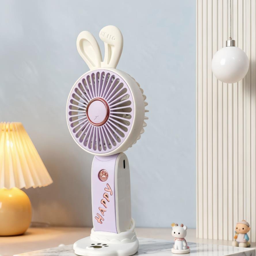 Harrow Ladies USB Fan Portable Quiet Desk Fan with Bunny Ear Design