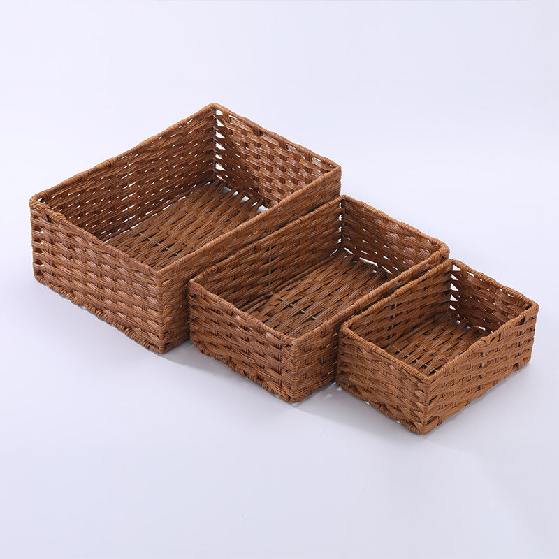 Woven Storage Baskets Durable Eco-Friendly Plastic Organizer for Home Office Bathroom