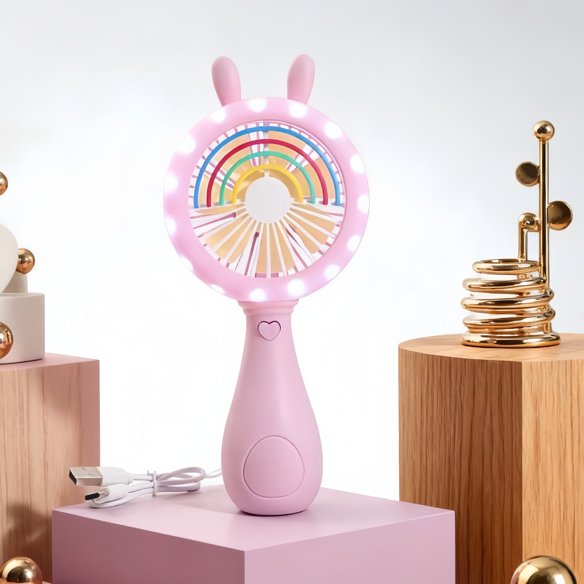 Women's Portable Hand Fan Cute Animal Design Lightweight Handheld Personal Cooling Fan