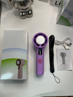 Portable Turbo Hand Fan with Digital Control USB Rechargeable Lightweight Ergonomic Design
