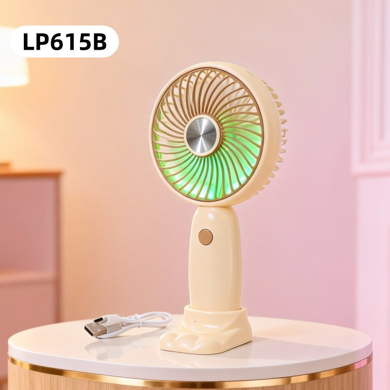 Portable Handheld Fan for Women with LED Light Ergonomic Design Compact Lightweight Battery Powered