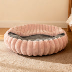 Round Pet Bed with High Edge Soft Cozy Washable Non-Slip Bottom for Dogs Cats
