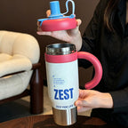 Women’s Stainless Steel Insulated Mug with Spill-Resistant Drinking Lid and Double-Wall Insulation