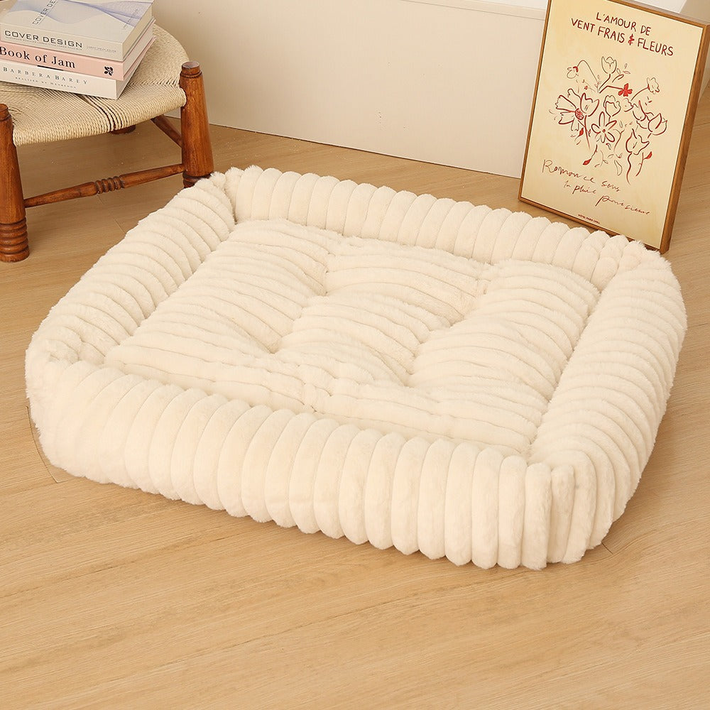 Plush Pet Bed with High Edge Non-Slip Bottom Soft Cozy Dog Cat Bed