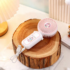 Portable USB Rechargeable Hand Fan for Women with Cute Cartoon Design and Adjustable Speed