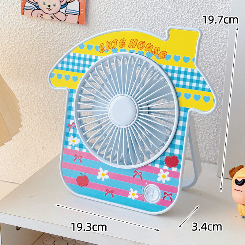 Portable Table Fan Compact Quiet Operation Adjustable Speeds Long Battery Life Cute Design for Women