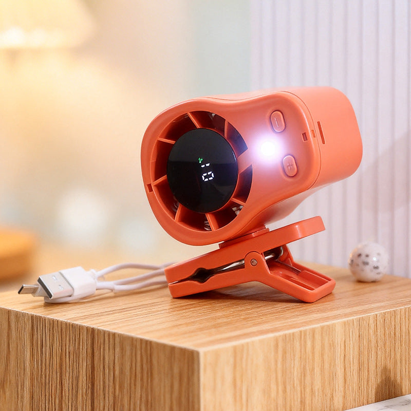 Portable USB Mini Fan with Folding Clip Adjustable Speed and LED Display Lightweight and Compact