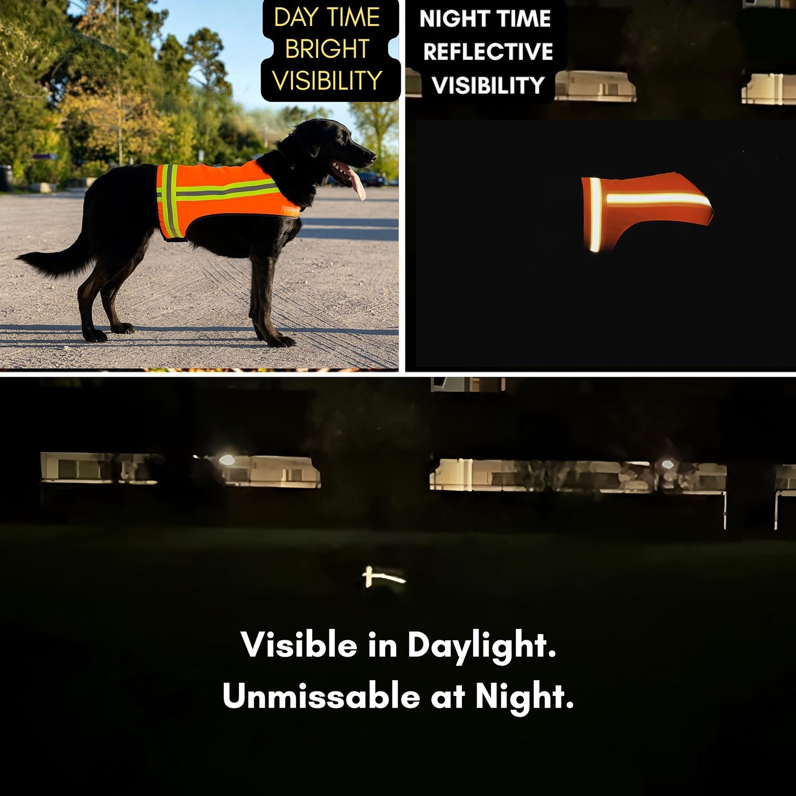 Dog Safety Vest High-Visibility Orange Reflective Stripes Adjustable Fit Lightweight