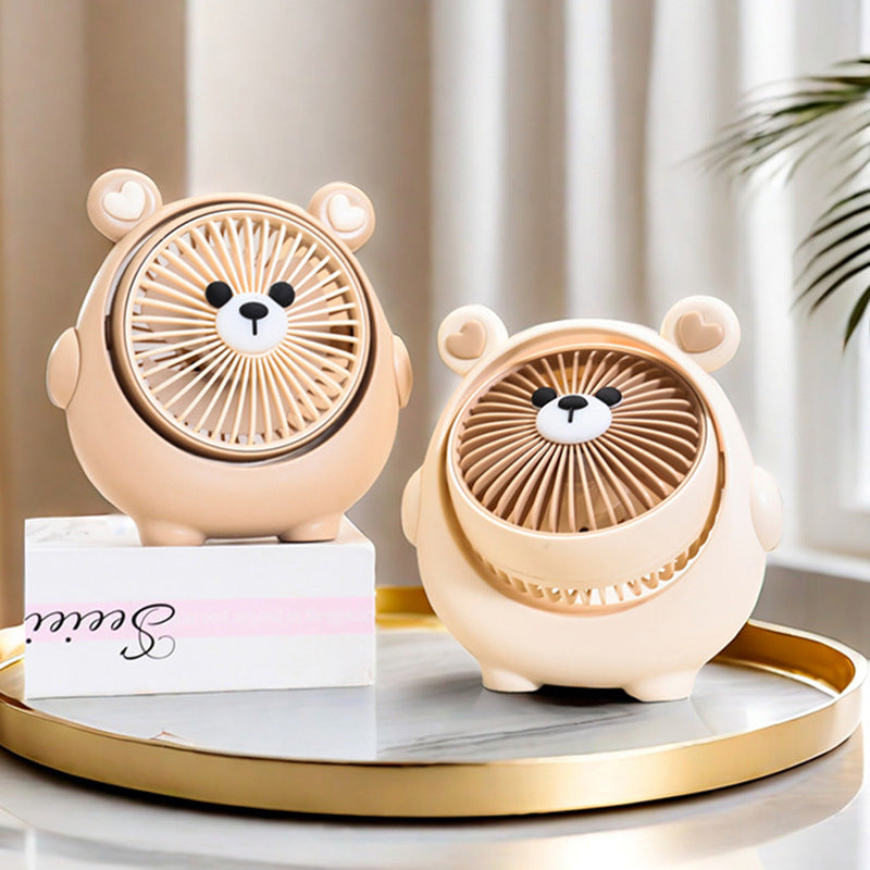 Portable Desk Fan Cute Animal Design USB-Powered Adjustable Tilt Compact Personal Cooling Fan