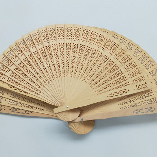 Ladies Decorative Hand Fan Wooden Intricate Cutout Lightweight Portable