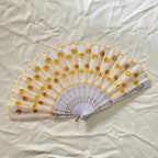 Ladies Hand Fan Bamboo Frame Paper Elegant Floral Design Portable Foldable