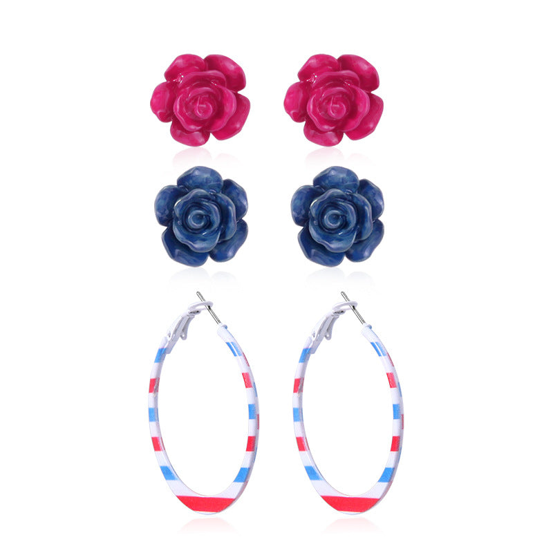 Women's Lightweight Star Earrings Enamel Flag Design Fishhook Closure Zinc Alloy
