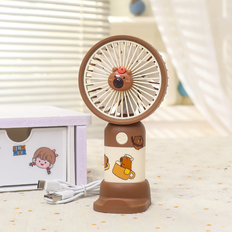 Rechargeable Mini Table Fan USB Portable Silent Motor LED Mood Light Unisex