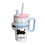 Children’s Drinking Cup with Integrated Straw and Cat Design BPA-Free Durable Plastic