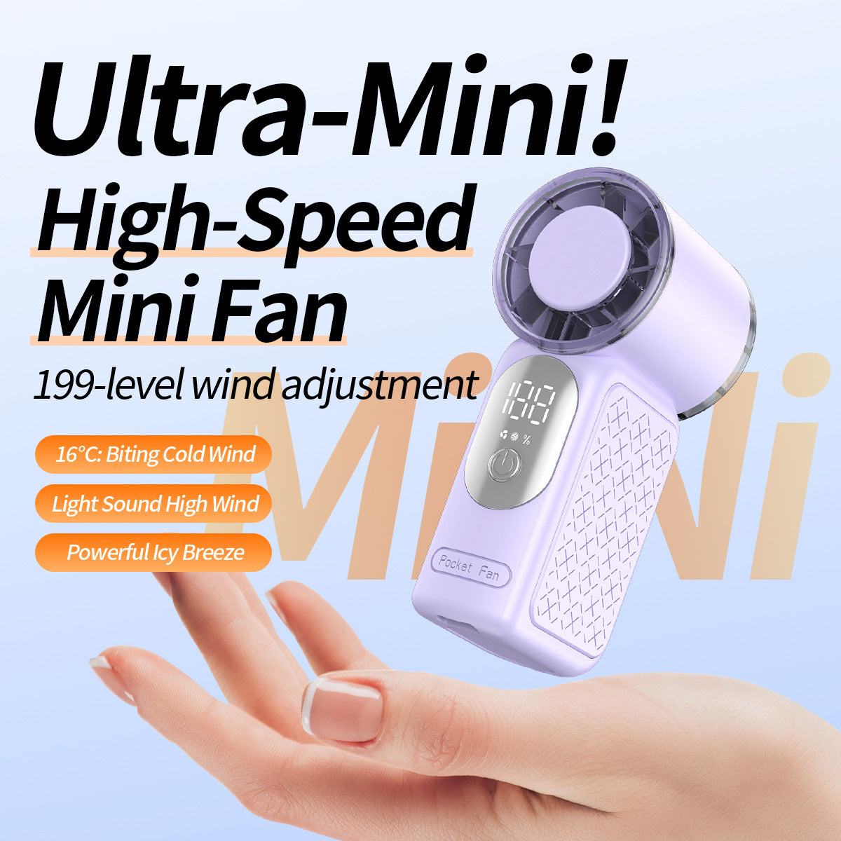 Harrow Portable Fan Rechargeable Quiet Compact Personal Fan with Adjustable Speed and LED Display