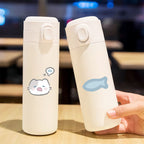 Women's Insulated Water Bottle With Secure Flip-Top Lid Cute Cat Design BPA-Free