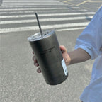 Women's Insulated Travel Mug with Secure Lid and Practical Straw BPA-Free Spill-Proof Cup