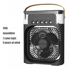 USB Portable Humidifying Desk Fan with LED Mood Light and Multi-Speed Air Circulation