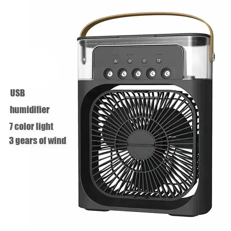 USB Portable Humidifying Desk Fan with LED Mood Light and Multi-Speed Air Circulation