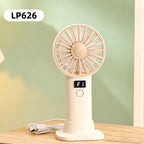 USB Rechargeable Handheld Fan with LCD Display and Three Speeds Compact Portable