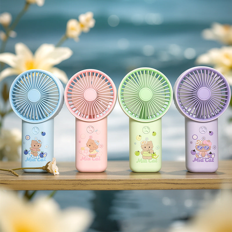 Portable Cartoon-Themed Rechargeable Hand Fan Adjustable Speed Compact Size