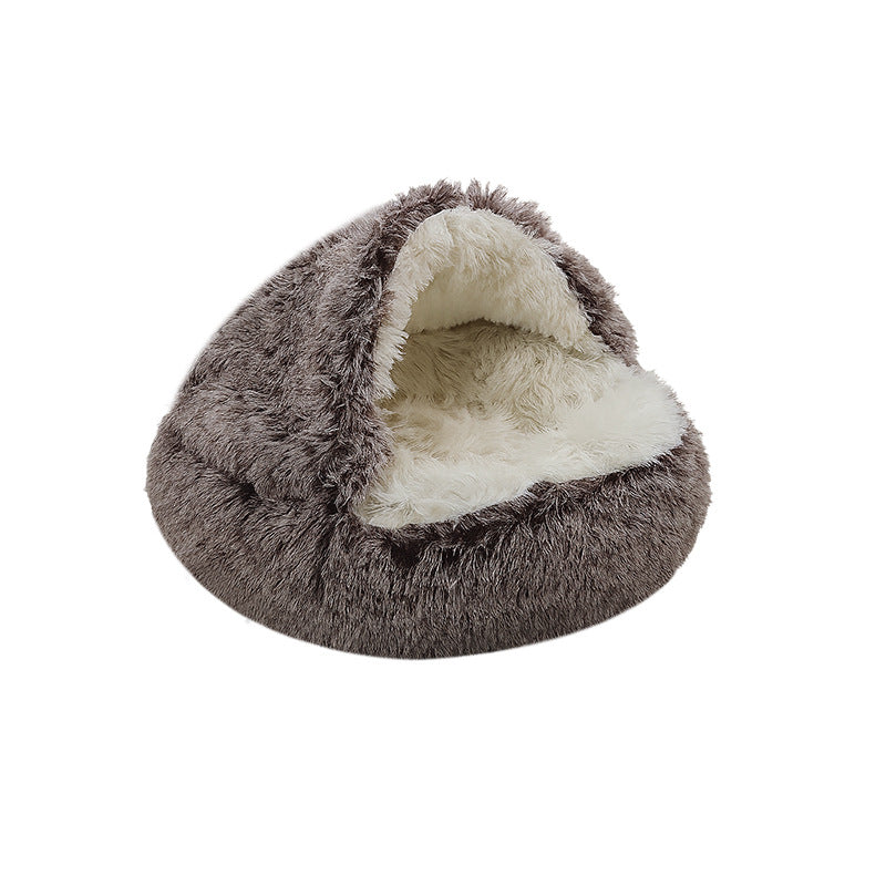 Unisex Plush Pet Cuddle Cave Soft Cozy Bed with Non-Slip Bottom for Small to Medium Pets