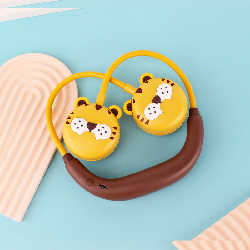 Wireless Kids Headphones with Neckband Child-Friendly Bear Design Bluetooth