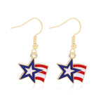 Women's Lightweight Star Earrings Enamel Flag Design Fishhook Closure Zinc Alloy