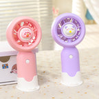 Portable Rechargeable Hand Fan Quiet Motor Cute Bear Design Table Stand