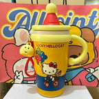 Insulated Women's Drinking Cup With Cute Cat Design Leak-Proof Flip Lid Ergonomic Handle