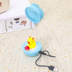 USB Desk Fan with Colorful LED Light Portable Quiet Table Fan for Women Adjustable Tilt