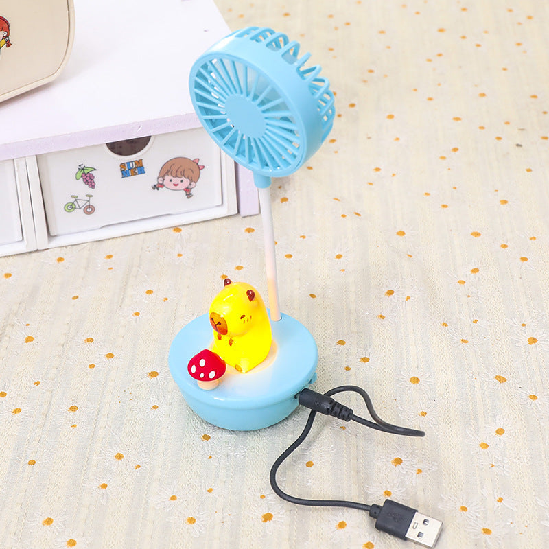 USB Desk Fan with Colorful LED Light Portable Quiet Table Fan for Women Adjustable Tilt
