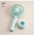 Women's Portable Hand Fan USB Rechargeable Ergonomic Grip Adjustable Speed Quiet Operation