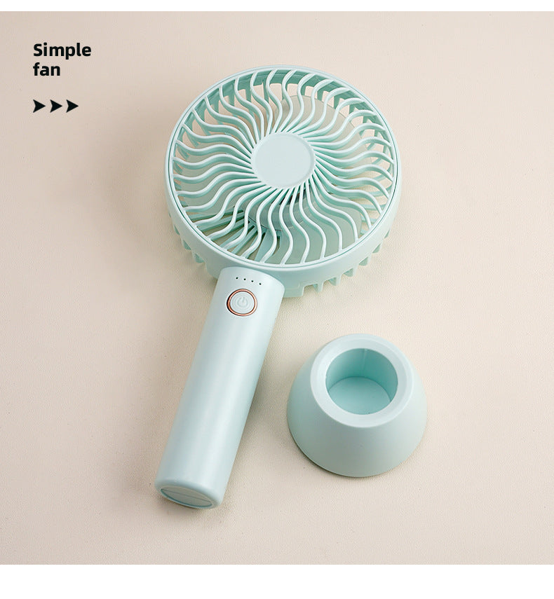 Women's Portable Hand Fan USB Rechargeable Ergonomic Grip Adjustable Speed Quiet Operation