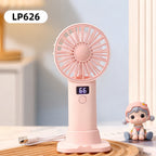 USB Rechargeable Handheld Fan with LCD Display and Three Speeds Compact Portable