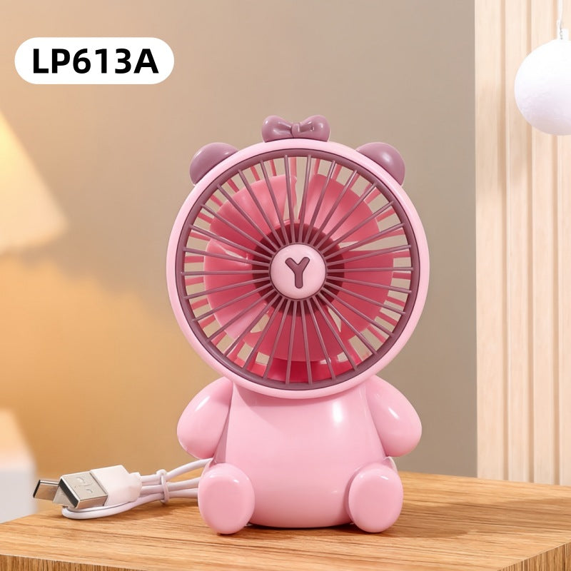 Compact USB Table Fan Quiet DC Motor Child-Safe Portable Figure Design