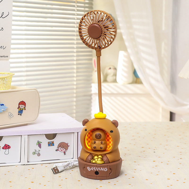 Creative Bear Design USB Table Fan with LED Light Compact Portable Desk Fan