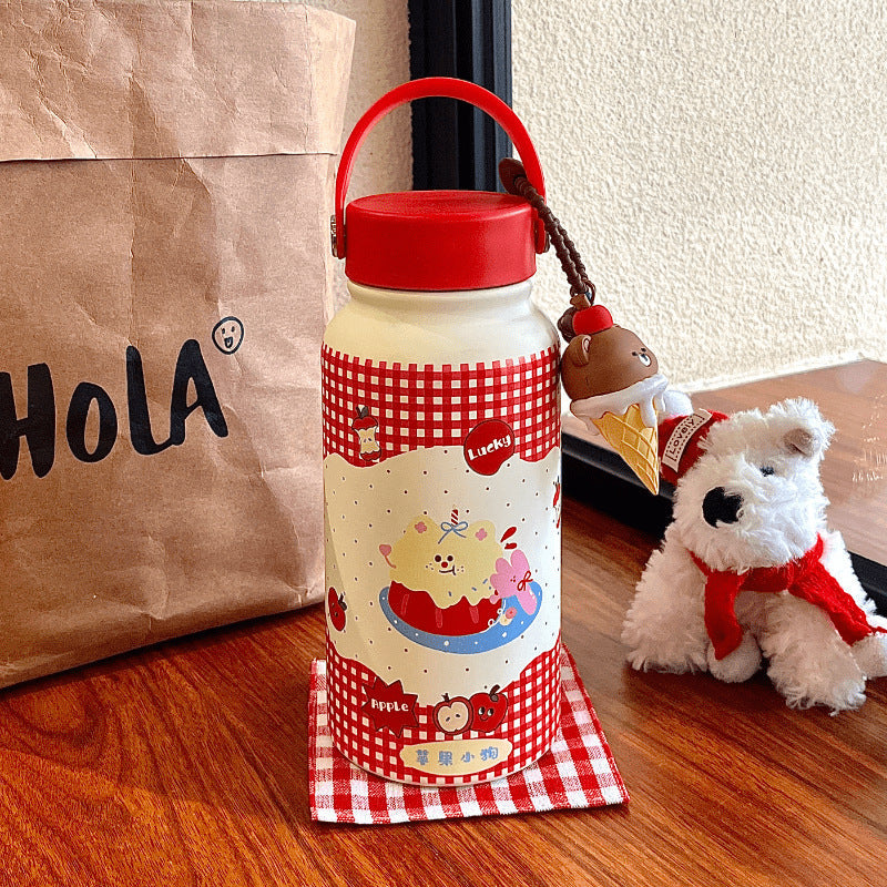 Ladies Insulated Water Bottle BPA-Free Plastic Cute Animal Design with Handle Keeps Drinks Hot or Cold