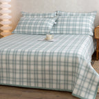 Bowlift Women's Checkered Cotton Bedding Set Gray High-Quality Breathable Cotton