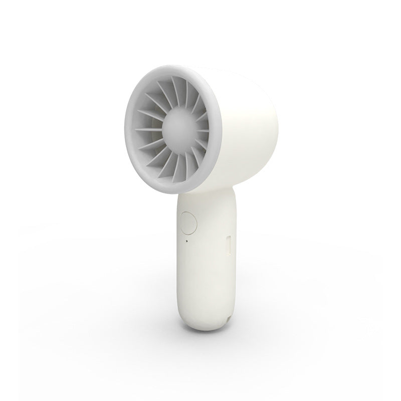 Unisex portable hand fan with closed turbine fan, quiet operation and rechargeable battery