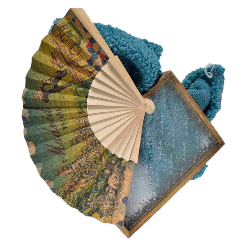 Ladies Handcrafted Wooden Fan Portuguese Motifs Stylish Accessory