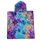 Women's Fleece Poncho with Hood Tie-Dye Pattern Soft Warm One Size
