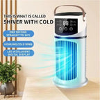 Rechargeable Tower Fan with Touch LED Control Moisturizing Reservoir and Leather Handle
