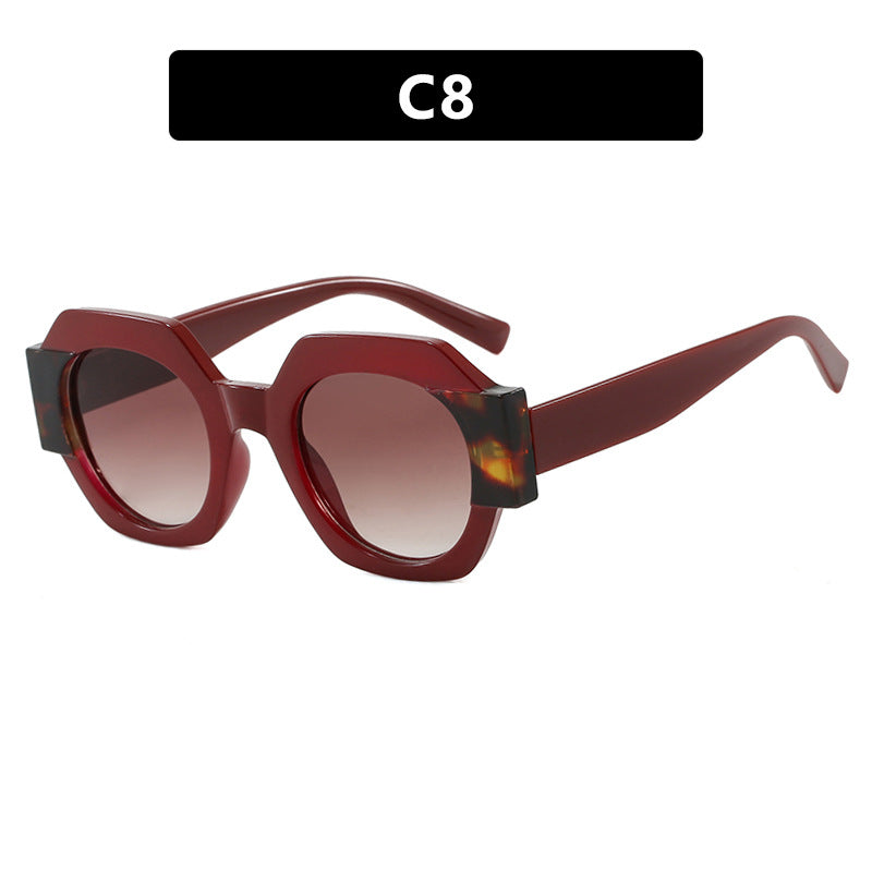 Ladies Hexagonal Sunglasses UV Protection Lightweight Fashionable Frame