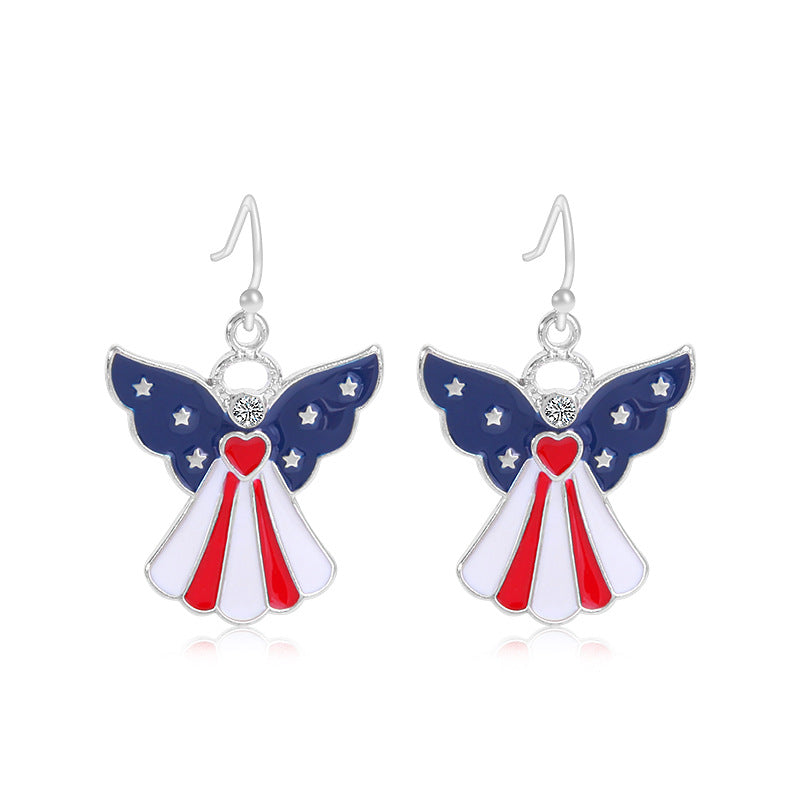 Women's Lightweight Star Earrings Enamel Flag Design Fishhook Closure Zinc Alloy