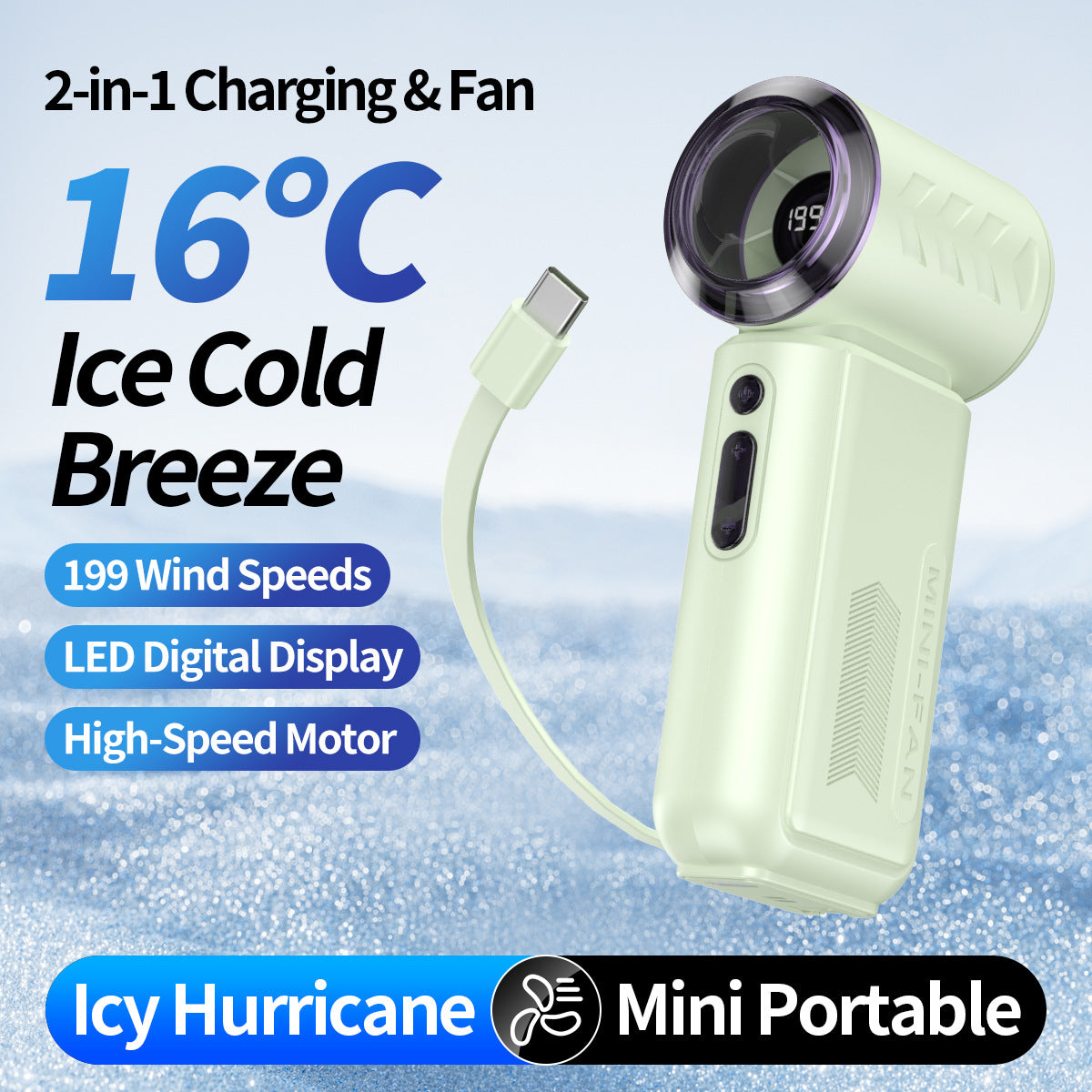 Portable Cooling Fan with Power Bank Adjustable Speeds Lightweight Compact